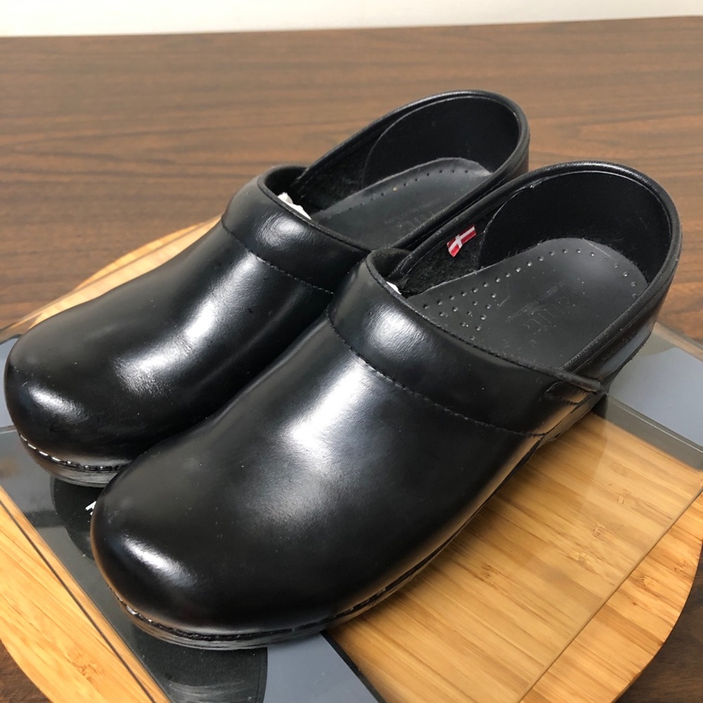 SANITA Original Professional Nursing Work Clogs Danish Black Leather Shoes 39 - Picture 2 of 11